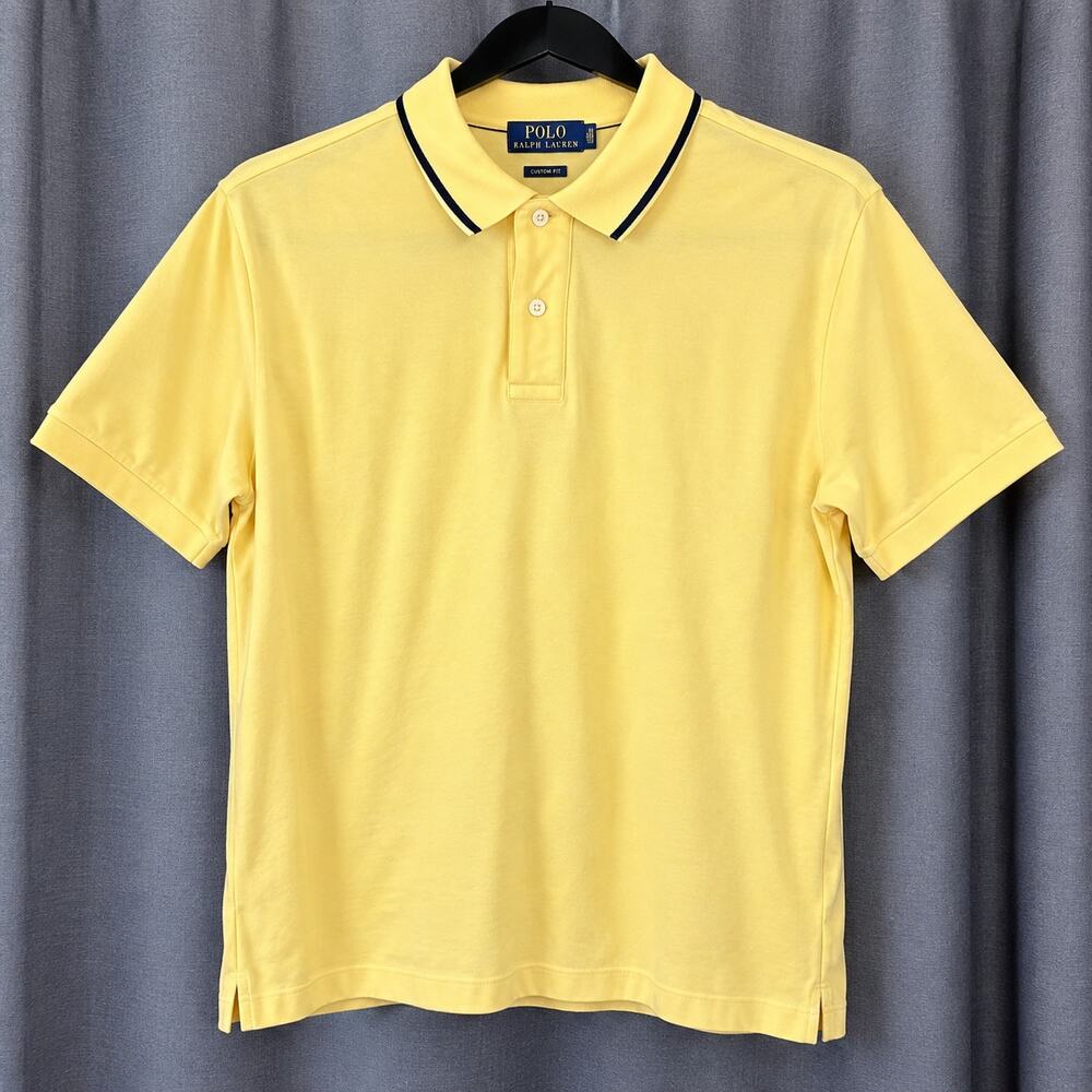 Outer Banks Reserve Women’s Small Yellow Cotton Polo Shirt Navy Trim